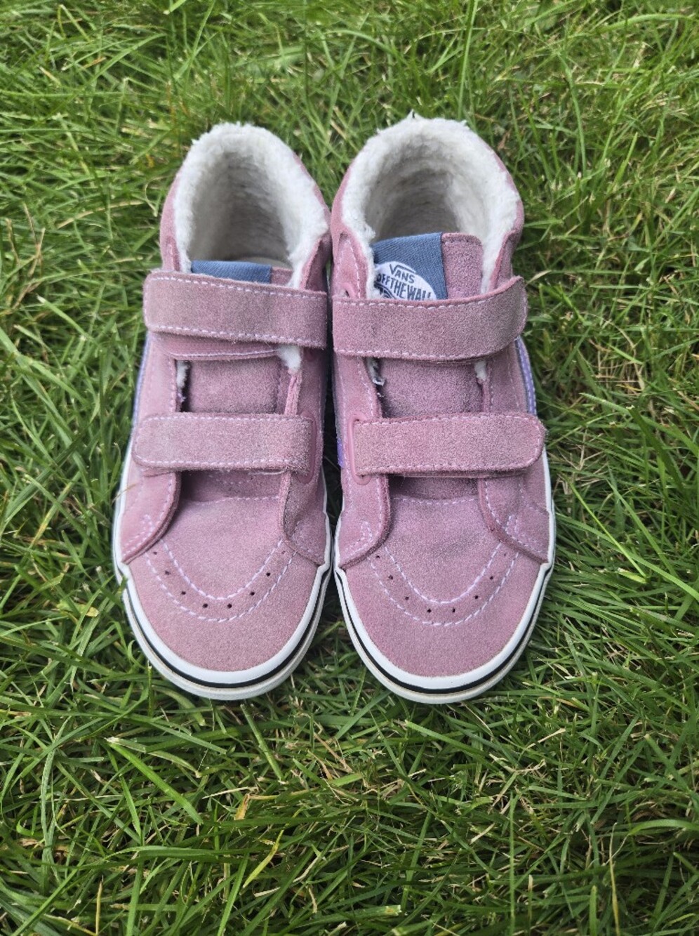 Vans Kids Pink Suede Velcro Sneakers